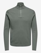 ONLY & SONS - Onsphil Reg 12 Struc Half Zip Knit Noos - Megztinis su užtrauktuku - Pilka