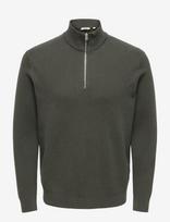 ONLY & SONS - Onsphil Reg 12 Struc Half Zip Knit Noos - Megztinis su užtrauktuku - Pilka
