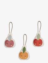 Fabelab - Ornaments Embroidered - Apple 3 Pack - Dekoravimo aksesuaras - Marga / raštuota