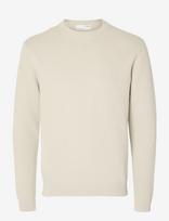Selected - Slmdane Ls Knit Reg Struc Crew Neck Noos - Apvalios apykaklės megztinis - Kreminė spalva