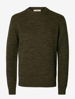Selected - Slmdane Ls Knit Reg Struc Crew Neck Noos - Apvalios apykaklės megztinis - Chaki spalva