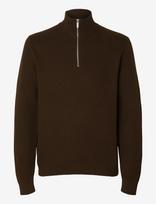 Selected - Slmdane Ls Knit Reg Struc Half Zip Noos - Megztinis su užtrauktuku - Ruda