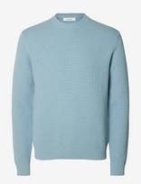 Selected - Slmdane Ls Knit Reg Struc Crew Neck Noos - Apvalios apykaklės megztinis - Mėlyna