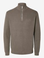 Selected - Slmdane Ls Knit Reg Struc Half Zip Noos - Megztinis su užtrauktuku - Pilka