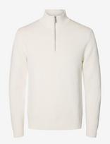 Selected - Slmdane Ls Knit Reg Struc Half Zip Noos - Megztinis su užtrauktuku - Balta