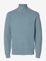Selected - Slmdane Ls Knit Reg Struc Half Zip Noos - Megztinis su užtrauktuku - Mėlyna