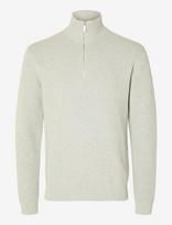 Selected - Slmdane Ls Knit Reg Struc Half Zip Noos - Megztinis su užtrauktuku - Pilka