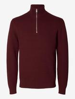 Selected - Slmdane Ls Knit Reg Struc Half Zip Noos - Megztinis su užtrauktuku - Burgundiška splava