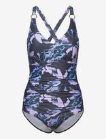 Speedo - Womens Shaping Printed V Neck 1 Piece - Sportinis maudymosi kostiumėlis - Violetinė