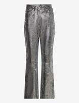 REMAIN Birger Christensen - Striped Leather Pants - Odinės tamprės-kelnės - Sidabro