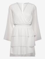 Bubbleroom - Frill L/S Chiffon Dress - Trumpa suknelė - Balta