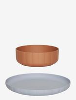 OYOY MINI - Pullo Plate & Bowl - Set Of 2 - Lėkštės - Marga / raštuota