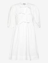 Ganni - Cotton Poplin Tie String Mini Dress - Trumpa suknelė - Balta