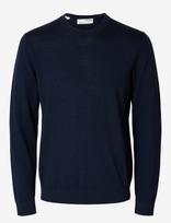 Selected - Slmtray Ls Knit Reg Merino Crew Noos - Polo marškinėliai ilgomis rankovėmis - Tamsiai mėlyna
