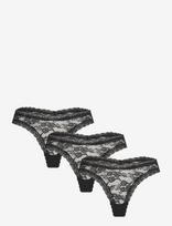 Lindex - 3-Pack Thong In Lace - Stringai - Juoda