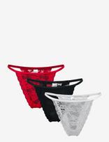 Lindex - 3-Pack Thong In Lace - Stringai - Marga / raštuota