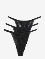Lindex - 3-Pack Thong In Lace - Stringai - Juoda