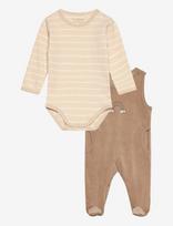 Fixoni - Body Ls W.velour Romper - Bodžių rinkinys - Smėlio