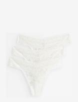 Lindex - 3-Pack Thong In Lace - Stringai - Balta