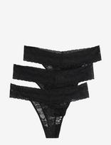 Lindex - 3-Pack Thong In Lace - Stringai - Juoda