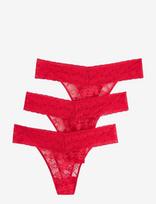 Lindex - 3-Pack Thong In Lace - Stringai - Raudona