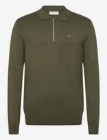 Lindbergh - Ecovero L/S Zip Polo - Polo marškinėliai ilgomis rankovėmis - Chaki spalva