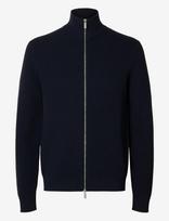 Selected - Slmdane Ls Knit Reg Struc Full Zip Noos - Megztinis su užtrauktuku - Tamsiai mėlyna