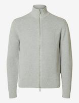 Selected - Slmdane Ls Knit Reg Struc Full Zip Noos - Megztinis su užtrauktuku - Pilka