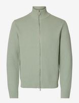 Selected - Slmdane Ls Knit Reg Struc Full Zip Noos - Megztinis su užtrauktuku - Žalia