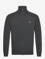 Gant - Extrafine Lambswool Zip Cardigan - Megztinis su užtrauktuku - Pilka