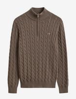 Gant - Cable Knit Half-Zip Sweater - Megztinis su užtrauktuku - Ruda