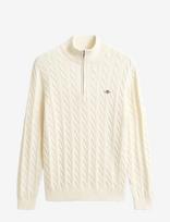 Gant - Cable Knit Half-Zip Sweater - Megztinis su užtrauktuku - Kreminė spalva