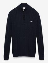 Gant - Cable Knit Half-Zip Sweater - Megztinis su užtrauktuku - Mėlyna