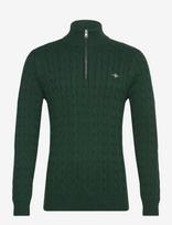 Gant - Cable Knit Half-Zip Sweater - Megztinis su užtrauktuku - Žalia