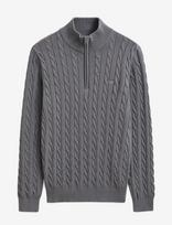 Gant - Cable Knit Half-Zip Sweater - Megztinis su užtrauktuku - Pilka