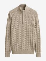 Gant - Cable Knit Half-Zip Sweater - Megztinis su užtrauktuku - Smėlio