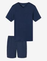 Schiesser - Admiral Short Pyjamas With V-Neck - Casual Essentials - Pižama - Tamsiai mėlyna