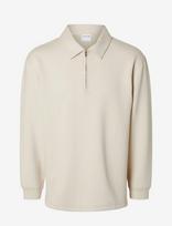 Selected - Slhrelax-Emanuel Soft Polo Zip Sweat Ex - Marškinėliai ilgomis rankovėmis - Kreminė spalva