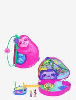 Polly Pocket - Dolls And Playset, Travel Toys, Sloth Family 2-In-1 Purse Compact - Filmų ir pasakų personažų žaidimas - Marga / raštuota