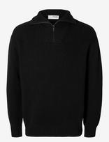Selected - Slhdry Ls Knit Relaxed Half Zip - Megztinis su užtrauktuku - Juoda