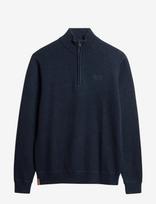 Superdry - Essential Emb Knit Half Zip - Megztinis su užtrauktuku - Tamsiai mėlyna