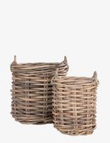 House Nordic - Alina - Baskets, Kubu Rattan, Natural, Set Of 2 - Gėlių vazonas