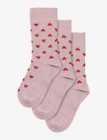 Minipop - Minipop Bamboo Heart Socks 3 Pack - Kojinės - Rožinė