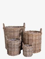 House Nordic - Emma - Baskets, Kubu Rattan, Natural Set Of 4 - Sandėliavimo krepšys - Ruda