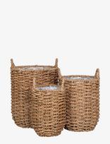 House Nordic - Leri - Baskets, Seagrass, Natural, Set Of 3 - Gėlių vazonas - Smėlio