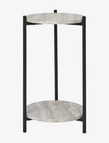 House Nordic - Brno Side Table, Travertine Look, Black Legs, Ø27X46 Cm - Mažas staliukas - Smėlio