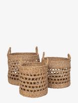 House Nordic - Lilia - Baskets, Seagrass, Natural, Set Of 3 - Sandėliavimo krepšys