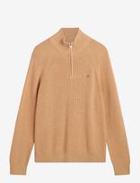 Gant - Cotton Wool Rib Half Zip - Megztinis su užtrauktuku - Smėlio