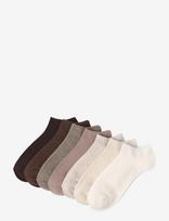 Lindex - 7-Pack Ribbed Ankle Socks - Futbolo kojinės iki kulkšnių - Ruda