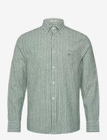 Gant - Reg Cotton Linen Stripe Shirt - Lininiai marškiniai - Žalia